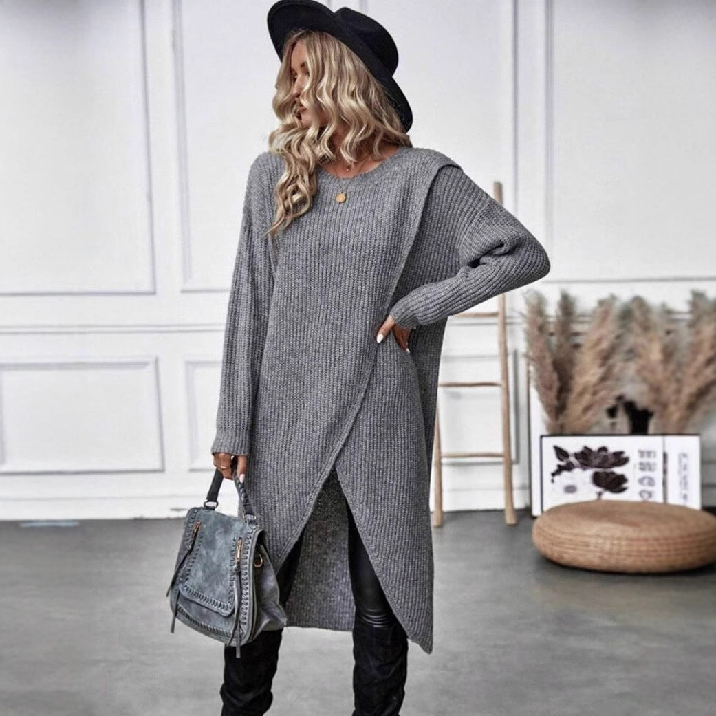 Women's Autumn Clothes Knitted Long Loose Dress Knitwear