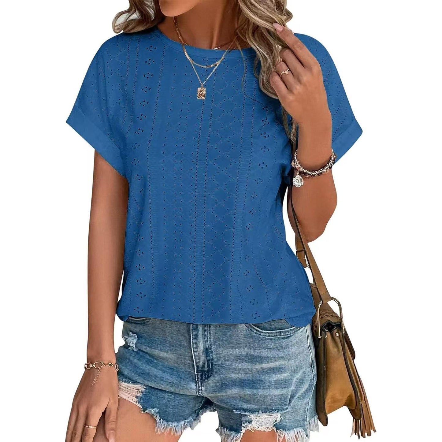 Women's Solid Color Round Neck Loose Sleeve Women's T-shirt