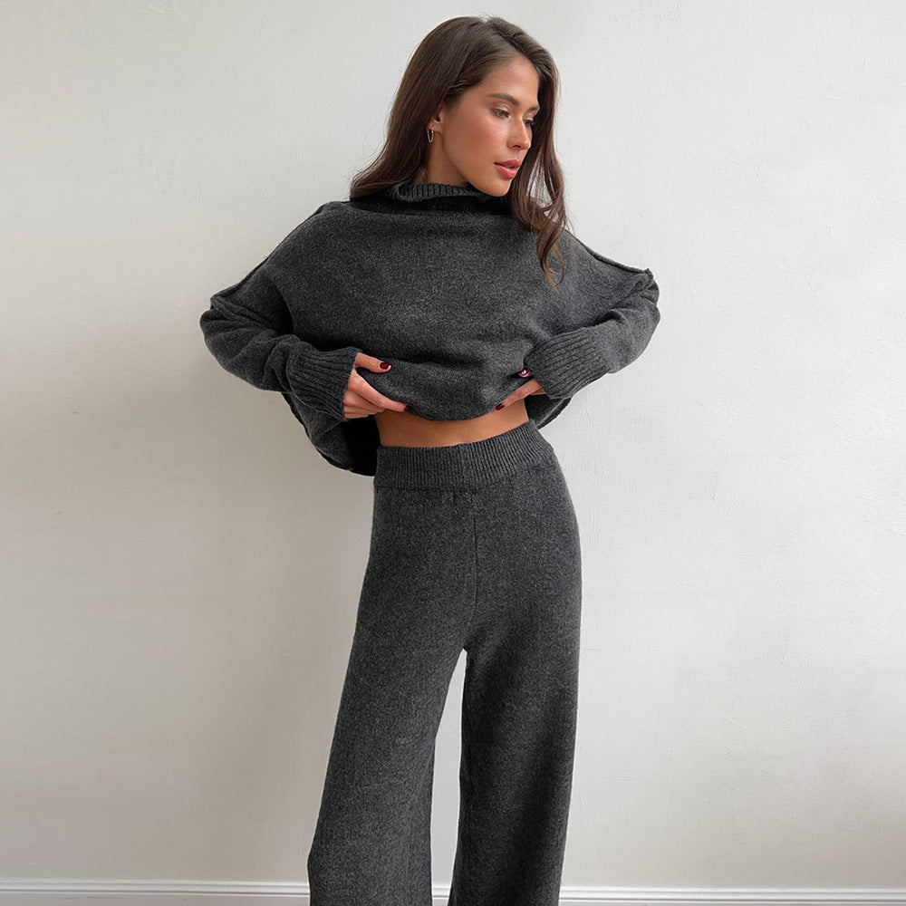 Women's Turtleneck Loose Casual Thickening Knitted Trousers Sweaters