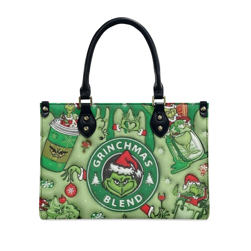 Green Fur Monster Printed Large Capacity One Piece Handbags