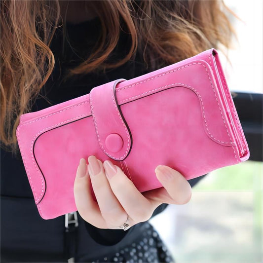 Women's Frosted Vintage Clutch Soft Leather Multifunctional Buckle