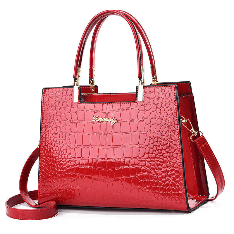 Women's Fashion Popular Bright Leather Alligator Print Bags