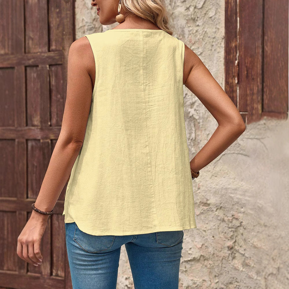 Women's Round Neck Gradient Color Matching Casual Women's T-shirt