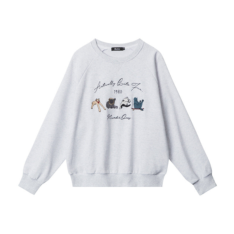 Women's Neck Loose Retro Embroidered Design Long Sweaters