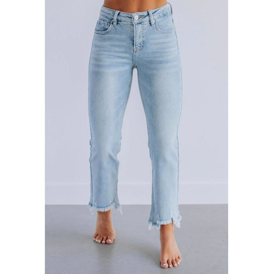 Women's High Waist Tassel Ripped Frayed Straight Women's Jeans