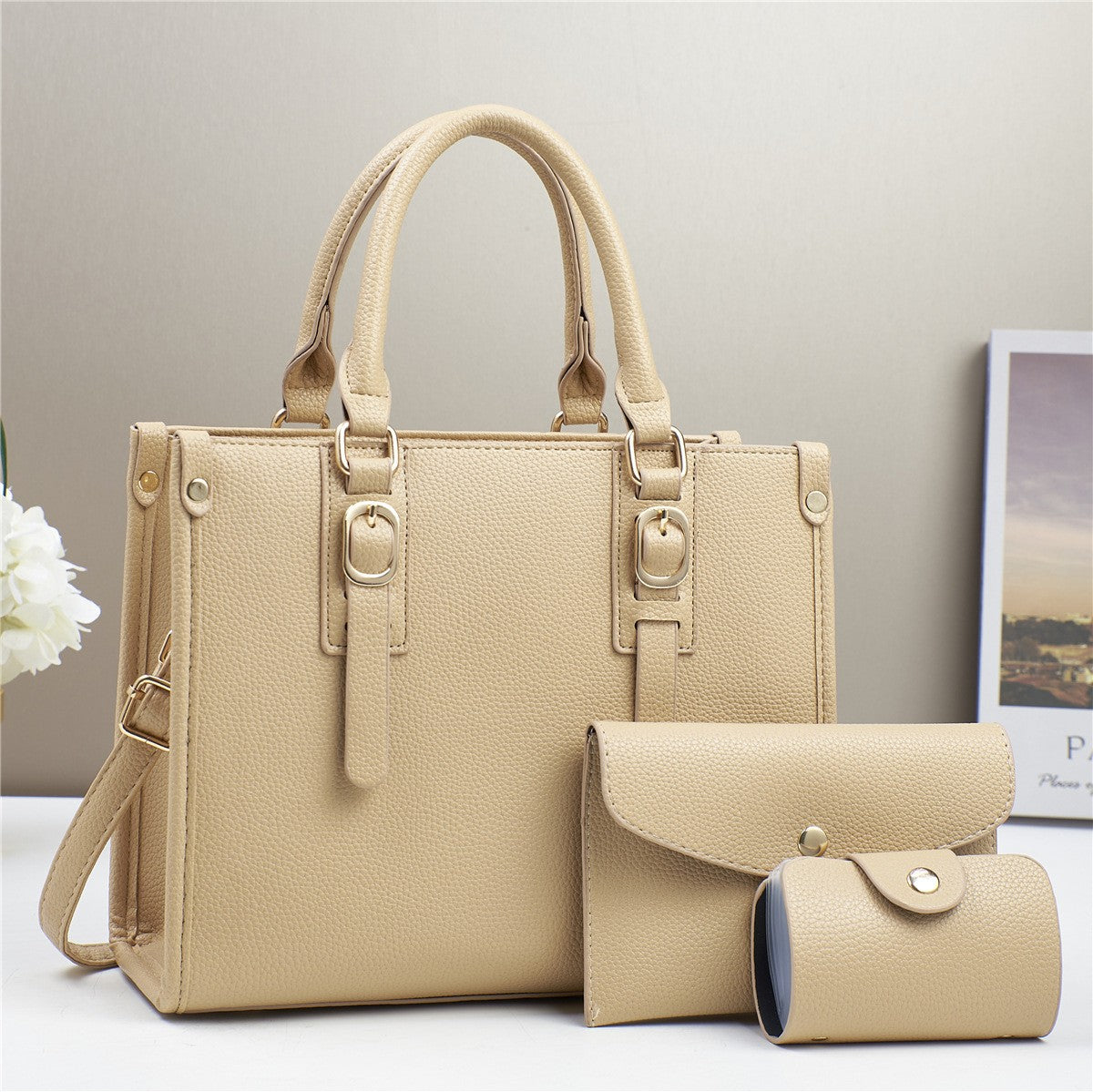 Women's Fashion Combination Soft Leather Set Large Handbags