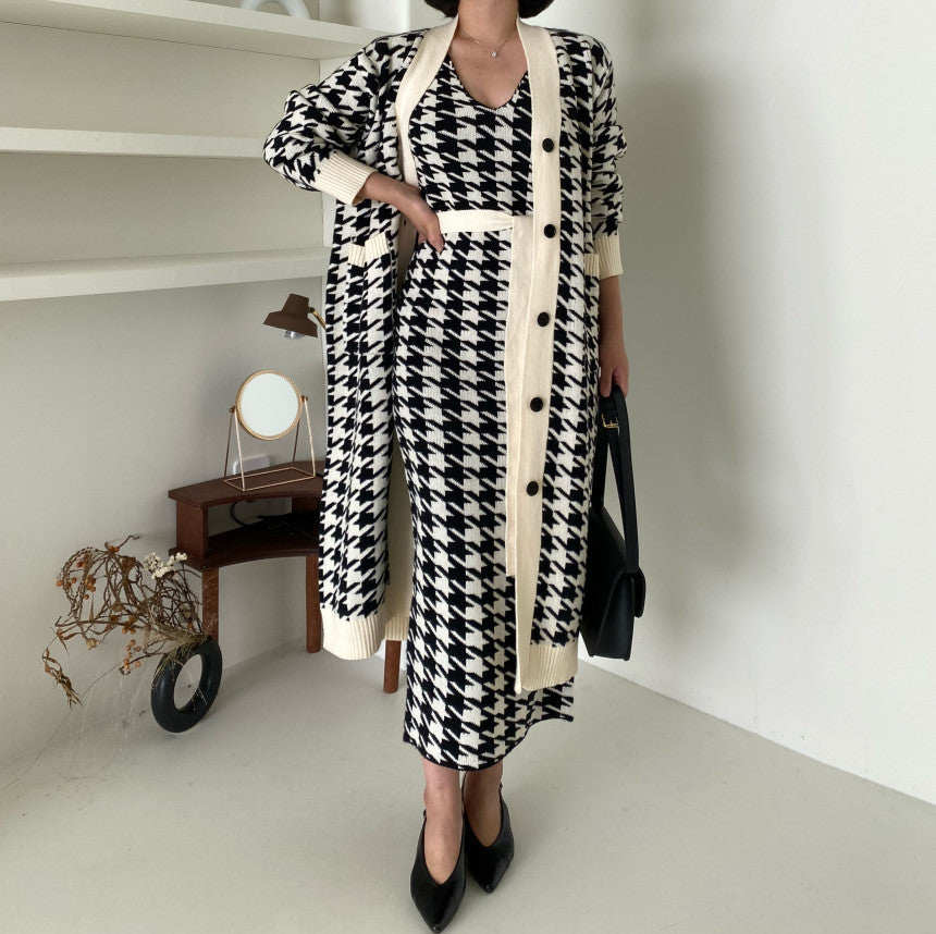 French Minority Idle Style Long Knitted Suits
