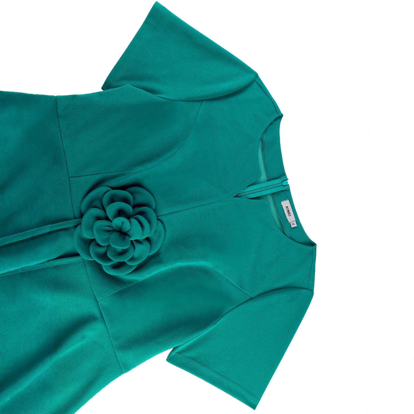 Women's Green Sleeve Ruffled Three-dimensional Flower Wide Suits
