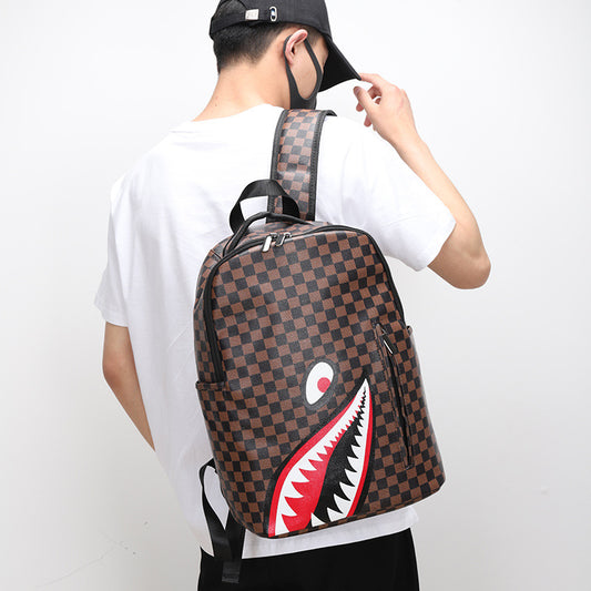 Men's Computer Fashion Trend Plaid Large Capacity Backpacks