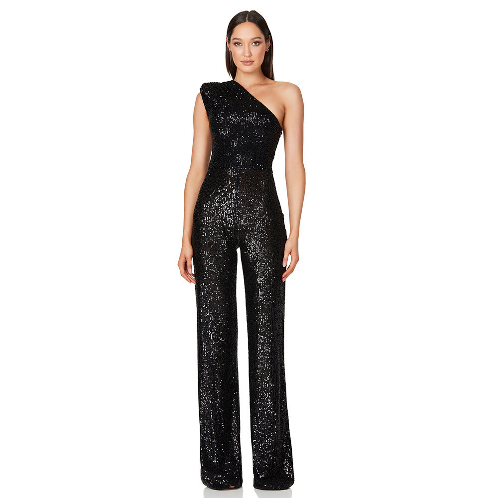 Women's Beautiful Popular Summer Sleeveless Sequined Jumpsuits