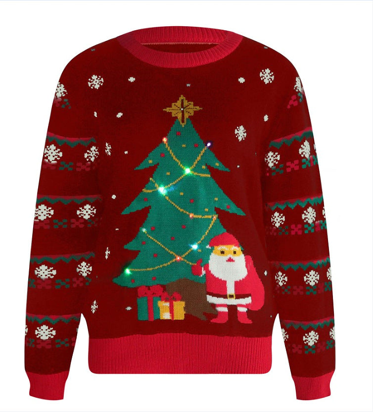 Women's Round Neck Christmas Tree Santa Claus Sweaters