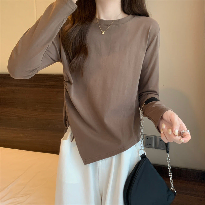 Women's Design Long-sleeved Solid Color Small Bottoming Shirt Women's T-shirt