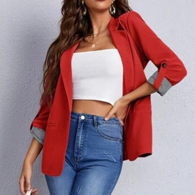 Beautiful Classy Fashion Stitching Lapel Graceful Small Suit