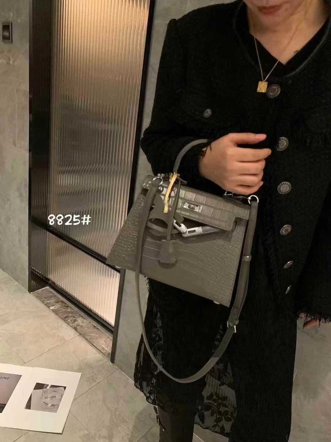 Women's Design Crocodile Pattern Portable Kelly Genuine Bags