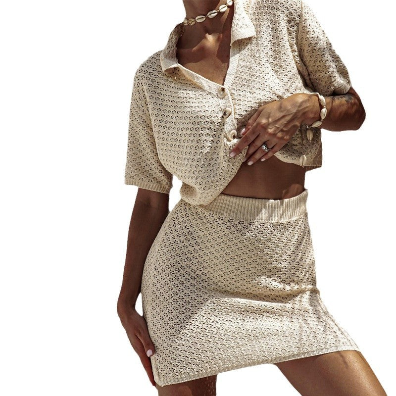 Women's Summer Short-sleeved Knitted Outfit Casual Fashion Suits