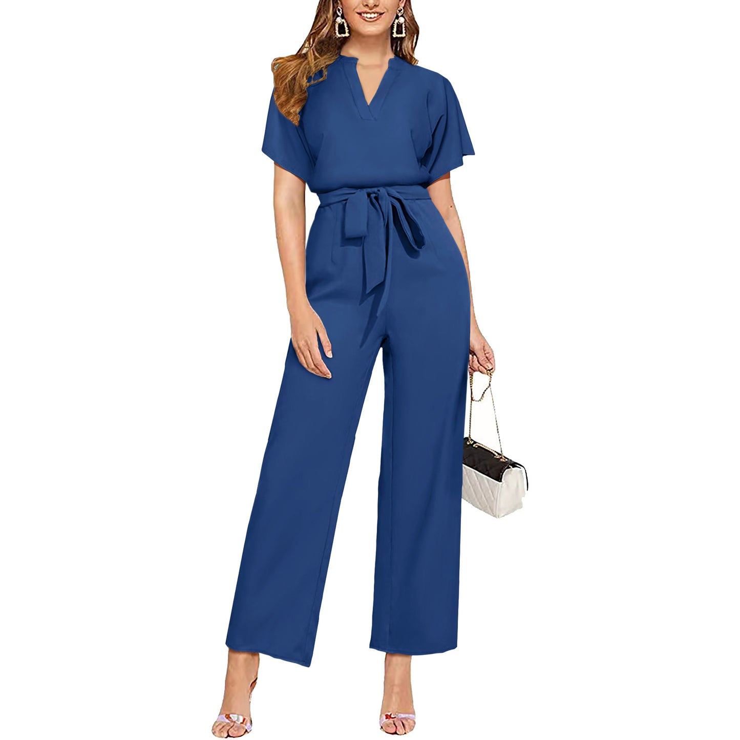 Charming Women's Summer Solid Color Belt Jumpsuits