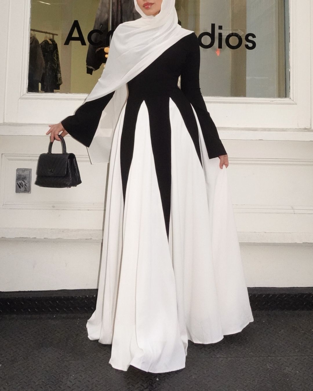 Women's Spring Black White Long Patchwork Elegant Dresses