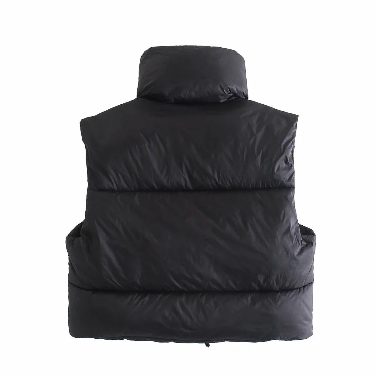 Sleeveless Zipped Stand Collar Cotton Winter Vests