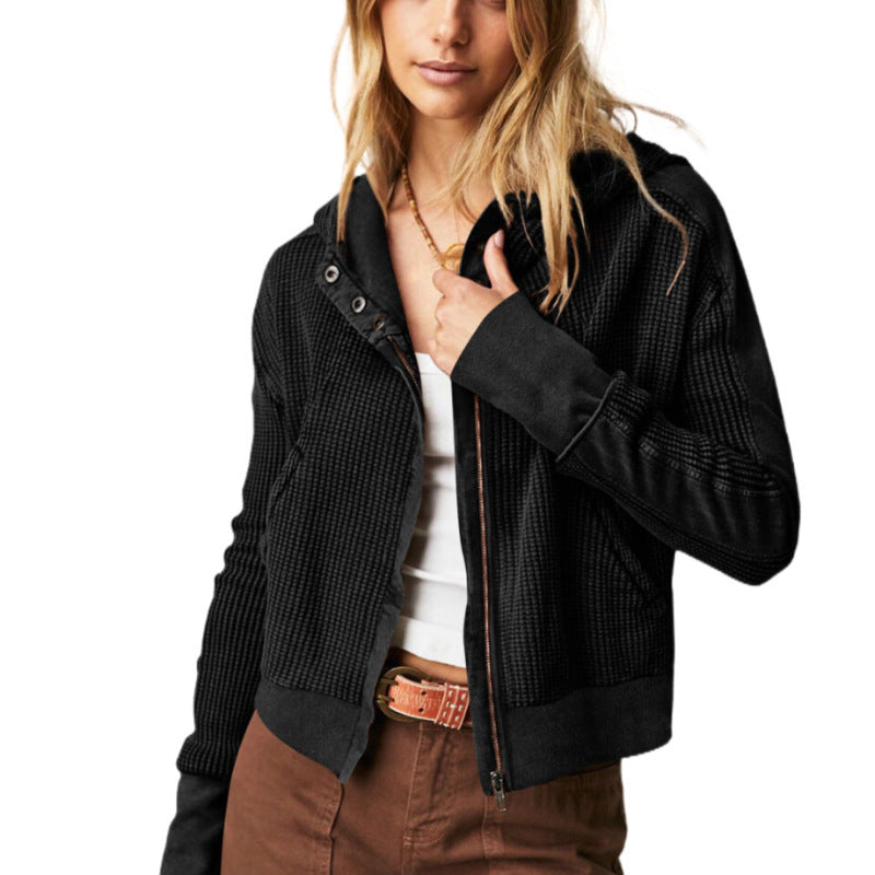 Women's Patchwork Long Sleeve Pullover Zipper Trendy Sweaters