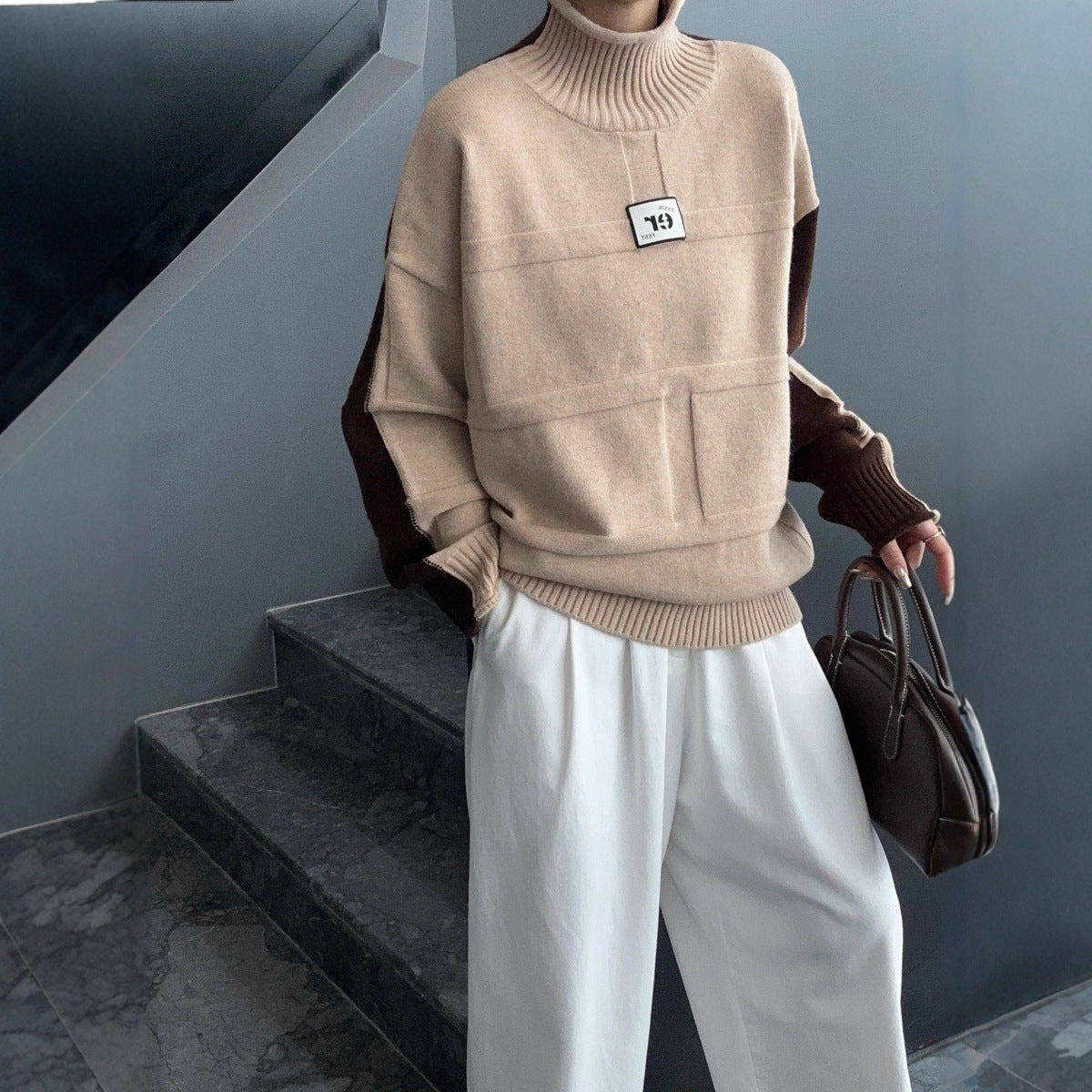 Pullover Loose Two-sided Wear Idle Style Large Version Outer Sweaters