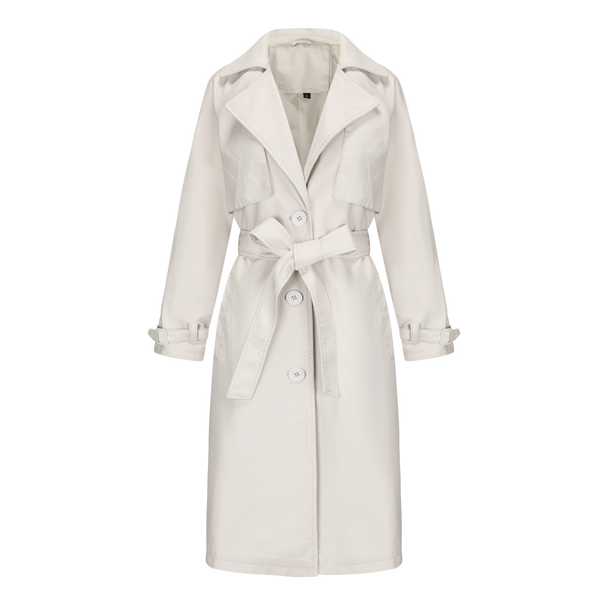 Women's Trench Long Loose Leather Classic Turn-down Jackets