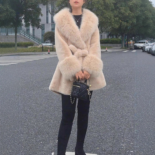 Women's Fur Faux Mid-length Big Collar Fashion Coats