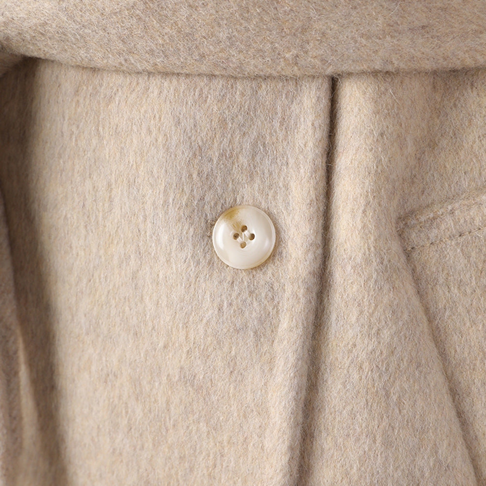 Women's Style Elegant Buckle Collar Wool Overcoat Coats