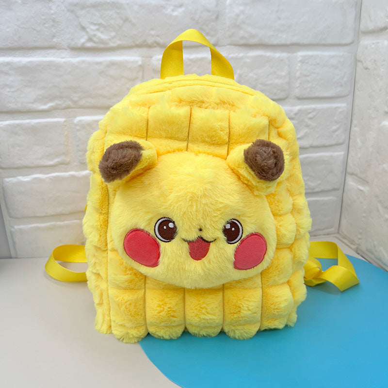 Plush Cartoon Plaid Cute Doll Clow Middle School Students' Schoolbags