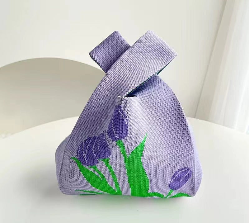 Women's Knitted Wool Version Hand Carrying Box Tote Bags