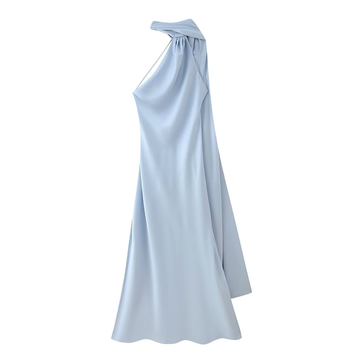 Women's Silk Satin Texture Ribbon Halter Dress Dresses
