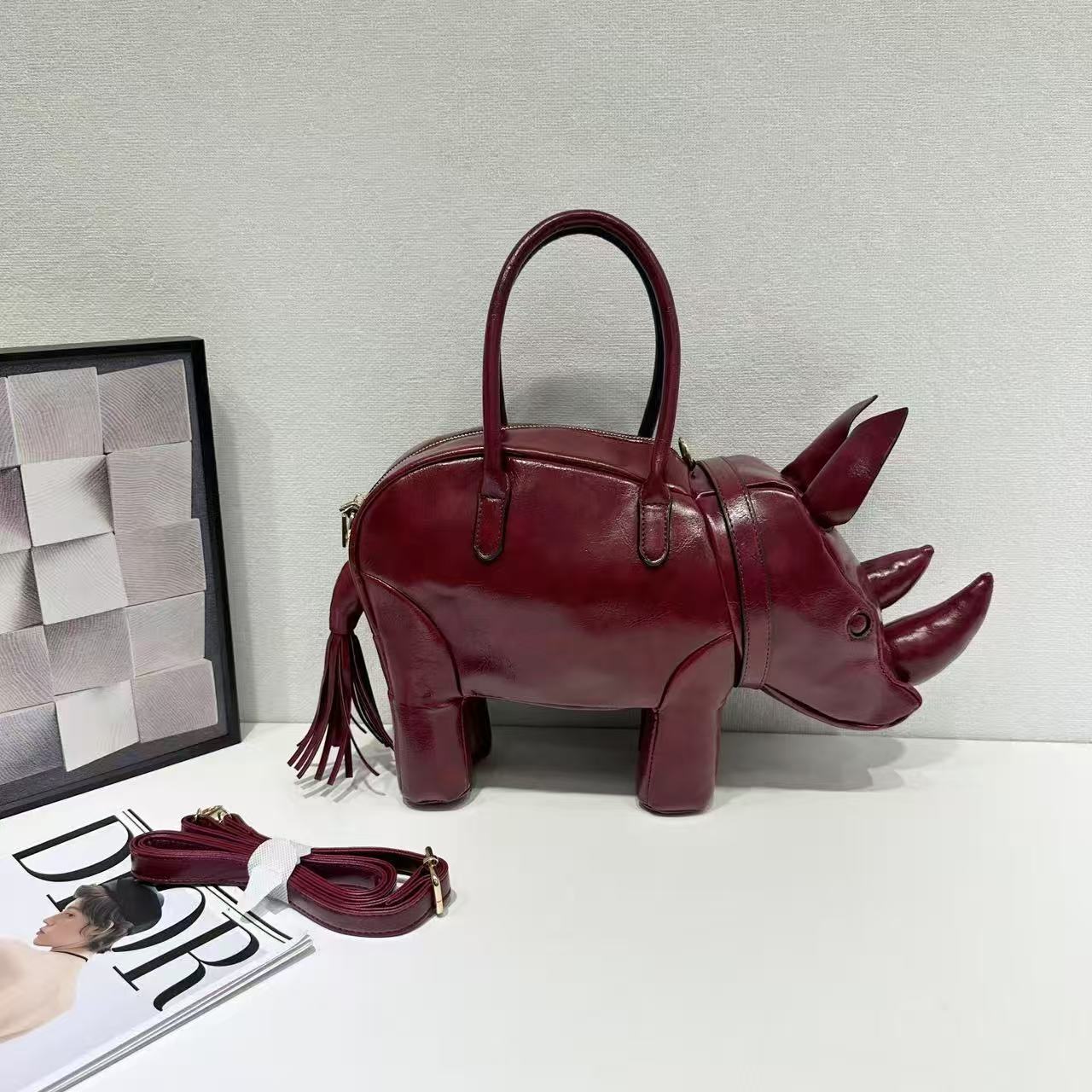 Popular Creative Funny Animals Rhinoceros Shape Handbags