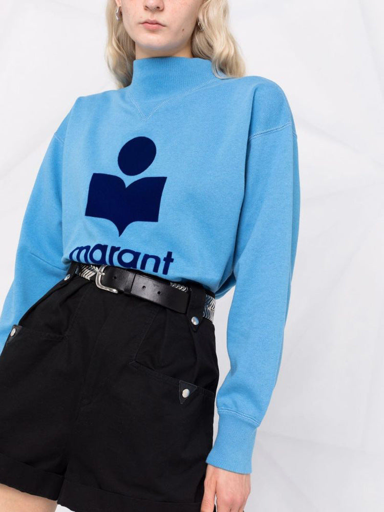 Women's Style Classic Flocked Printed Turtleneck Cotton Sweaters
