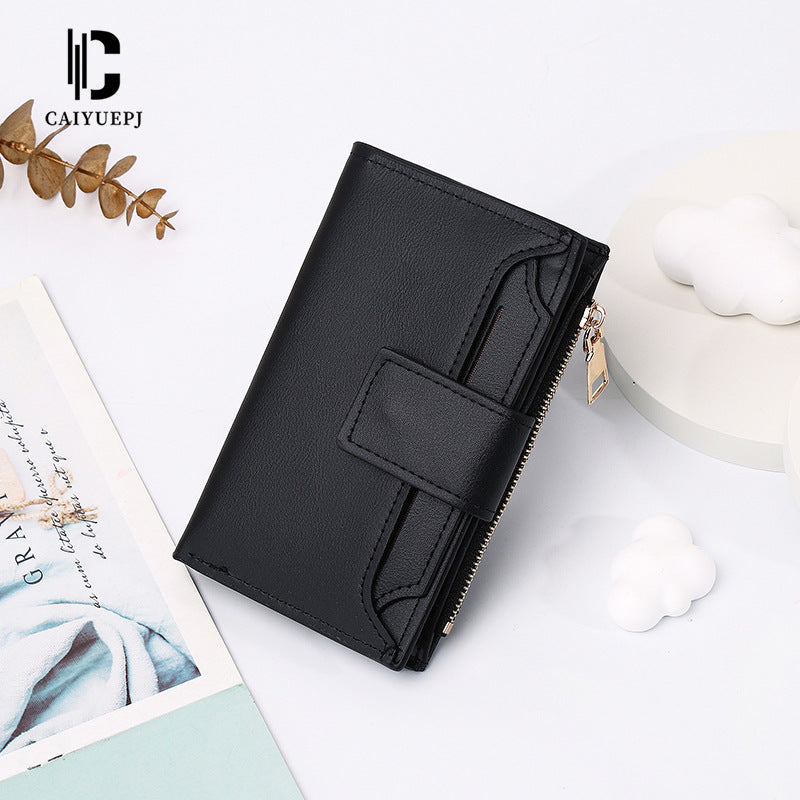 Women's Short Large Capacity Folding Zipper Multiple Ladies Wallets