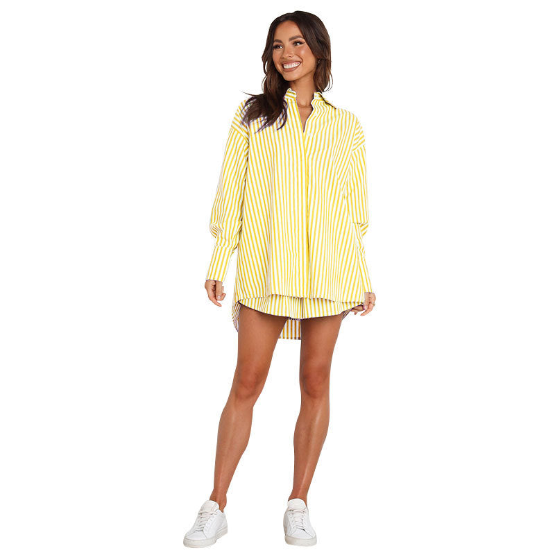 Women's Commute Casual Fashion Shirt Striped Long Suits