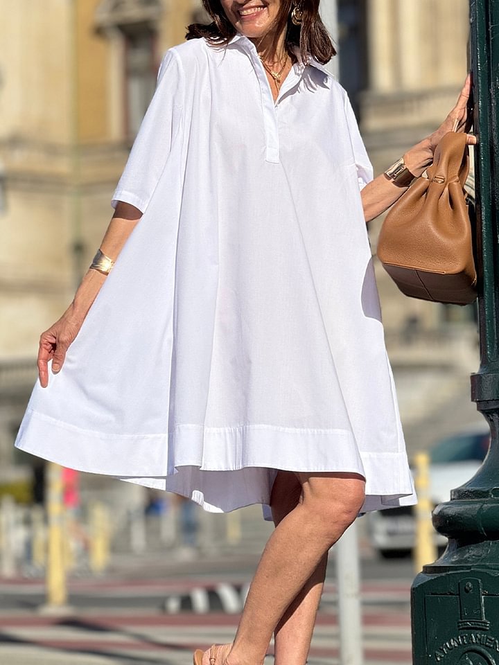 Women's Patchwork Contrast Color Casual Temperament Cotton Dress