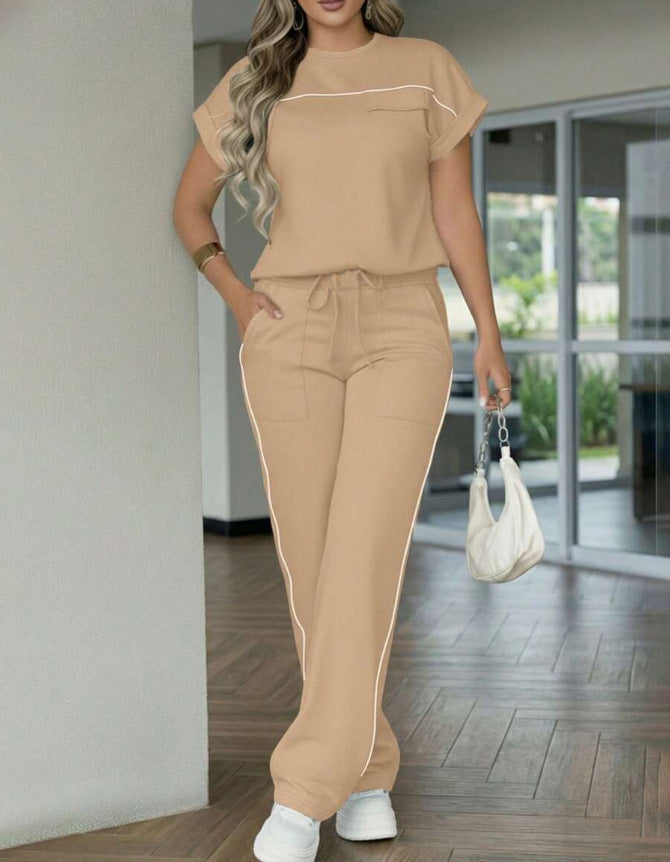 Women's Set Solid Color Simple Sleeve Trousers Shorts