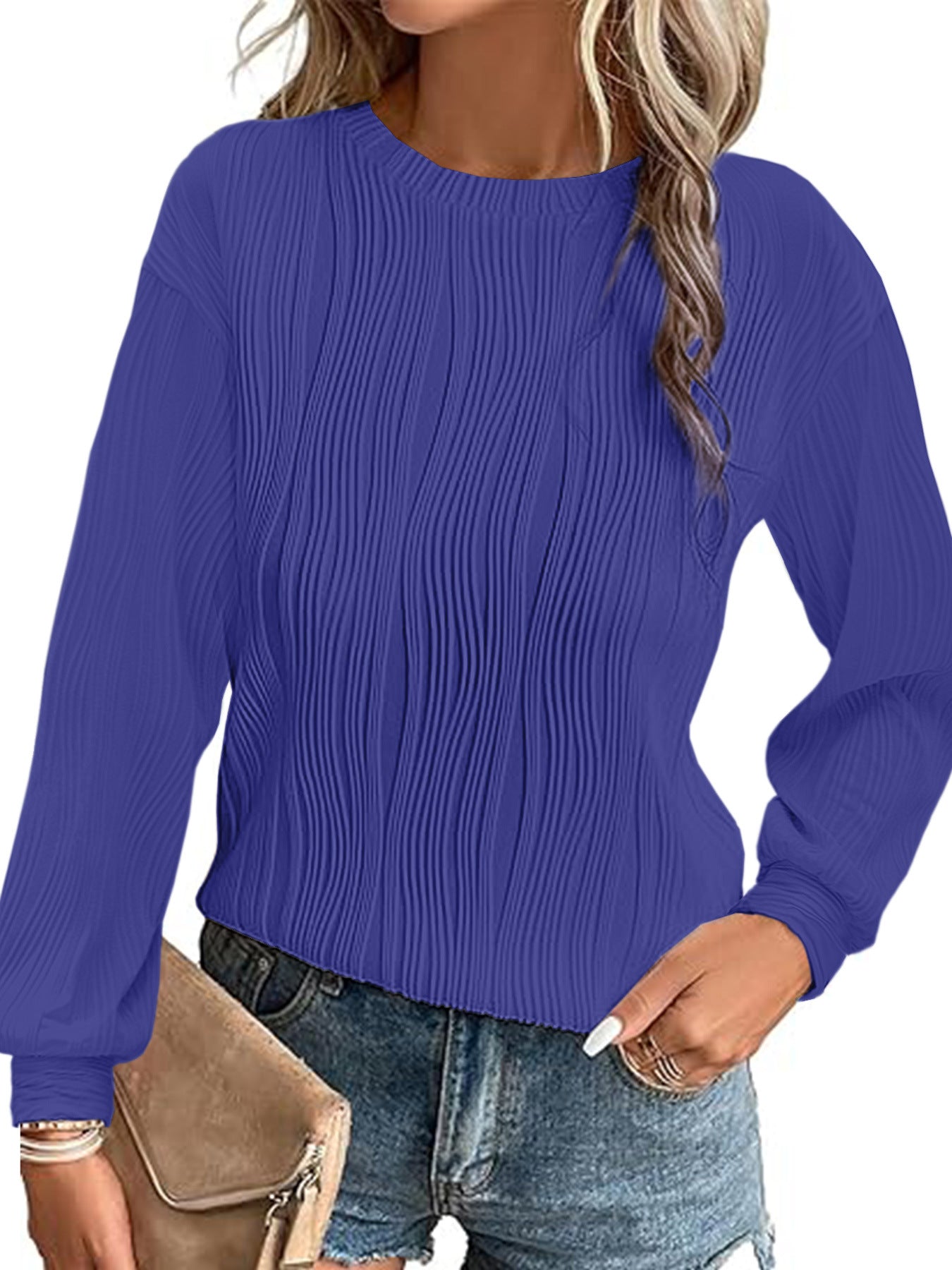 Women's American Style Drop Shoulder Round Neck Women's Sweater, Sweater