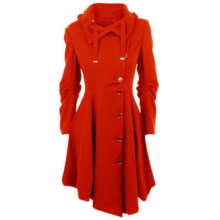 Women's Irregular Hem Reversible Woolen Trench For Blazers