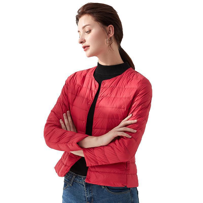 Women's Neck Slim Fit Large Collarless Long Jackets