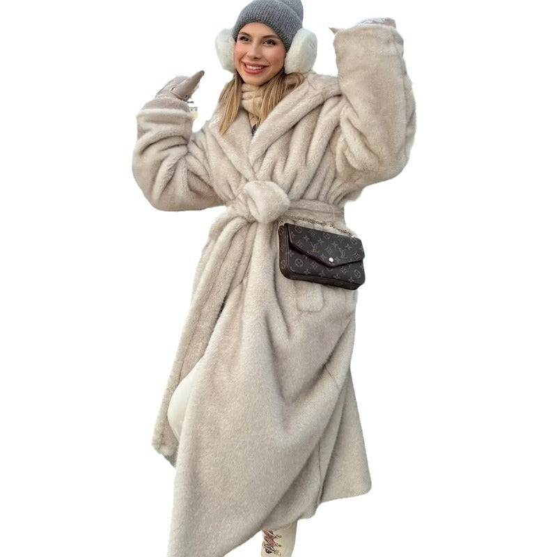 Women's Faux Fur Long Mink Leather Soft Coats