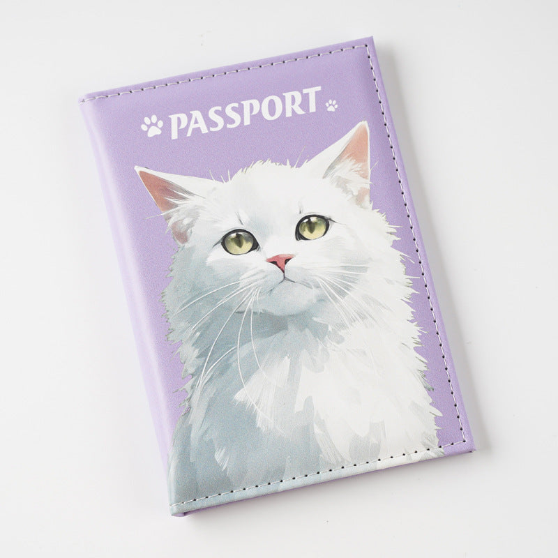 Kitten Puppy Color Printing Passport Cover Document Card Holder
