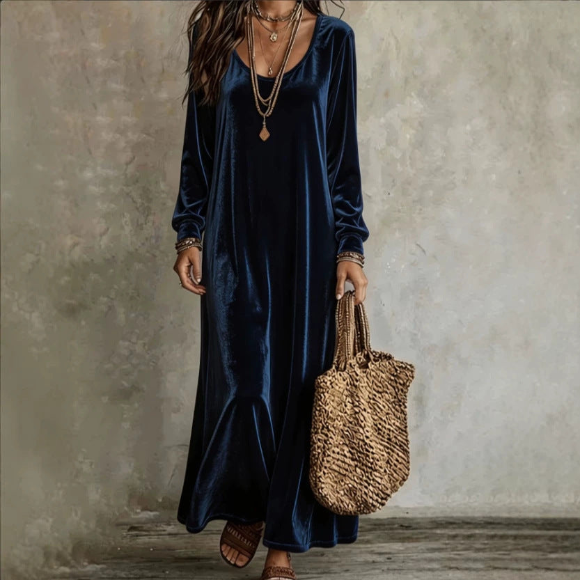Women's Elegant Graceful Veet Long Sleeves Dress