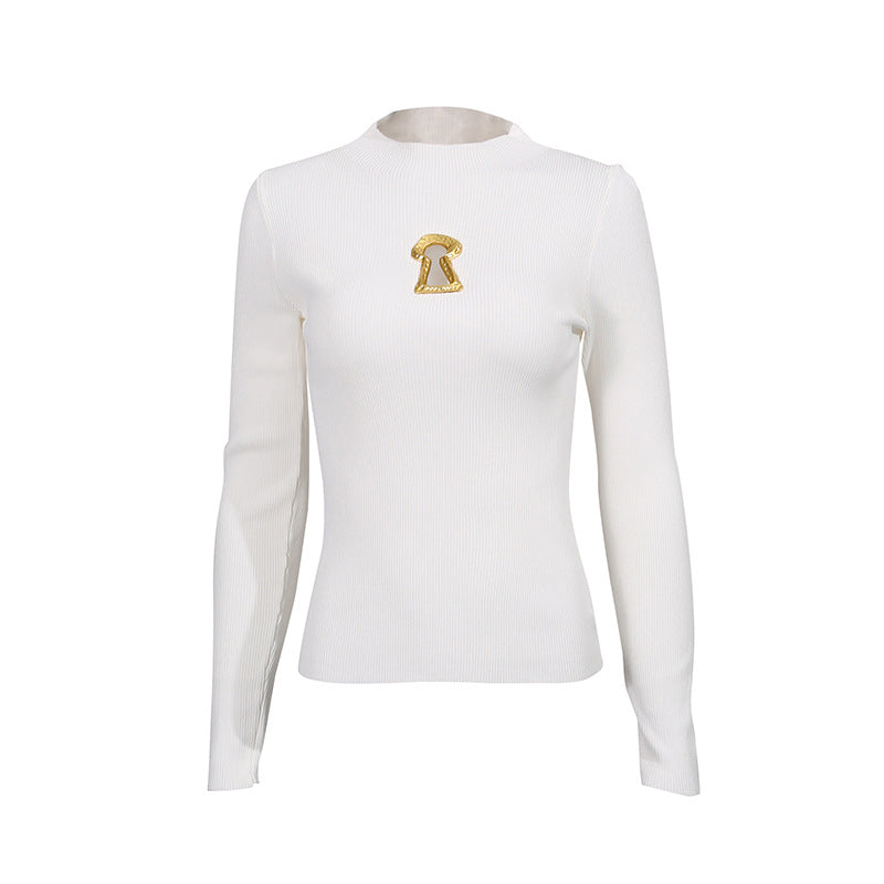 Sexy Hot Metal Hollow Decorative Slim Fit Slimming Sweaters