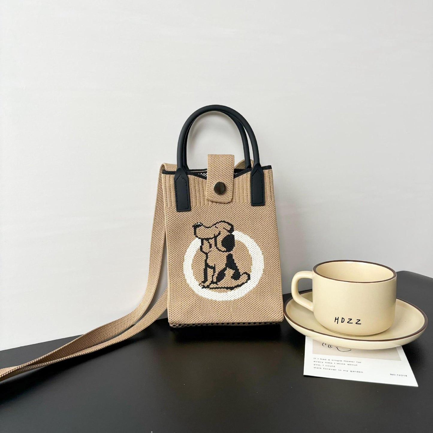 High Sense Mobile Cartoon Knitted Dopamine Bags