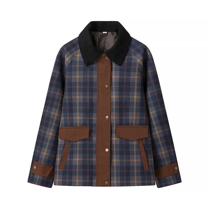Women's Spring Street Fashion Casual Lapel Plaid Jackets