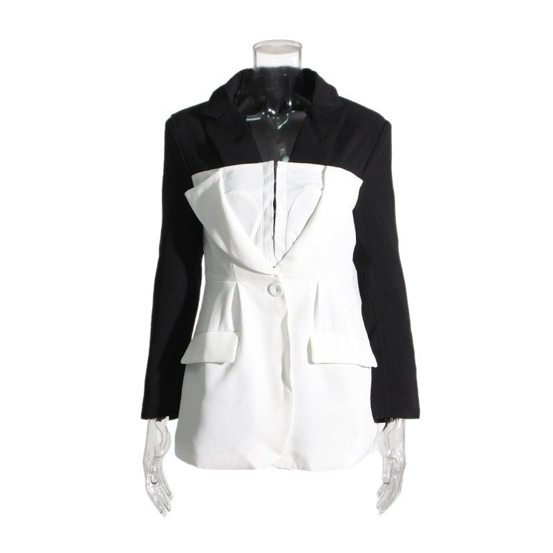 Women's Irregular Color Matching Personality Commute Style Blazers