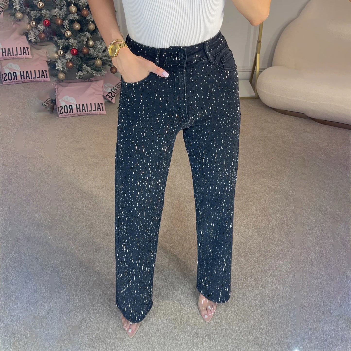 Women's Washed High-grade Low Waist Trousers Personalized Jeans
