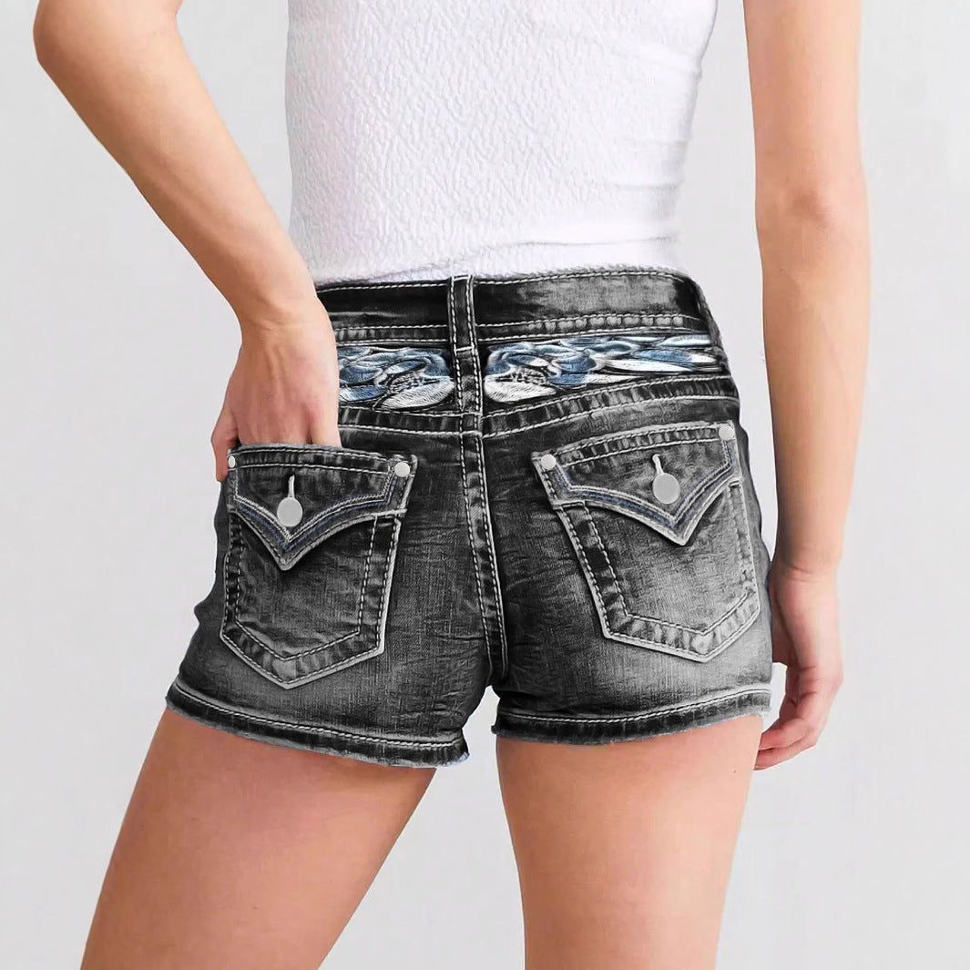 Women's Slim Embroidery Fashion Hot Versatile Street Pants