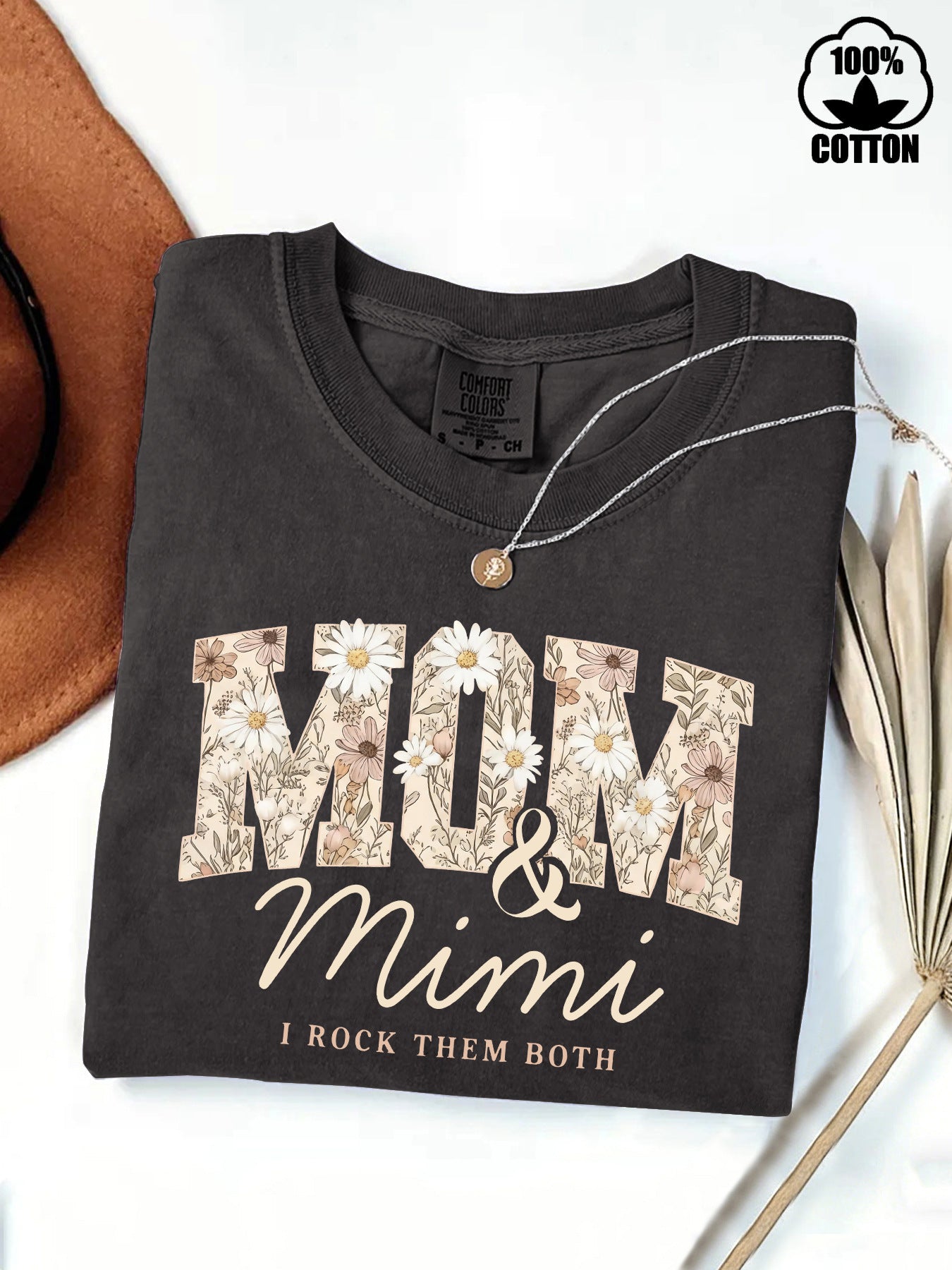 Pure Cotton Washed Fried Snowflake Mother Mei Love Both Printed Women's T-shirt