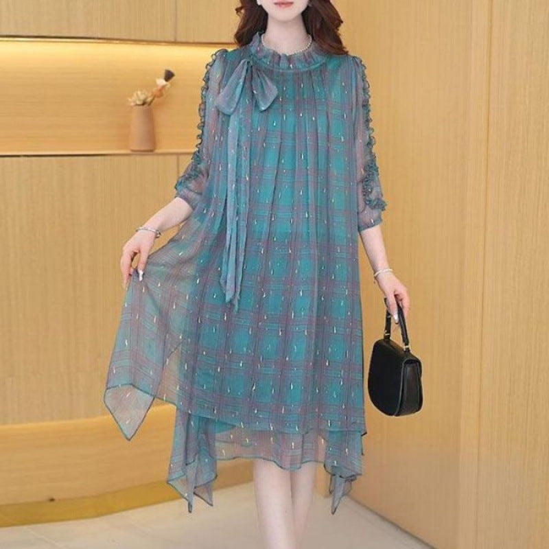 Women's Elegant Spring Fashion Chiffon Lace Printing Dresses